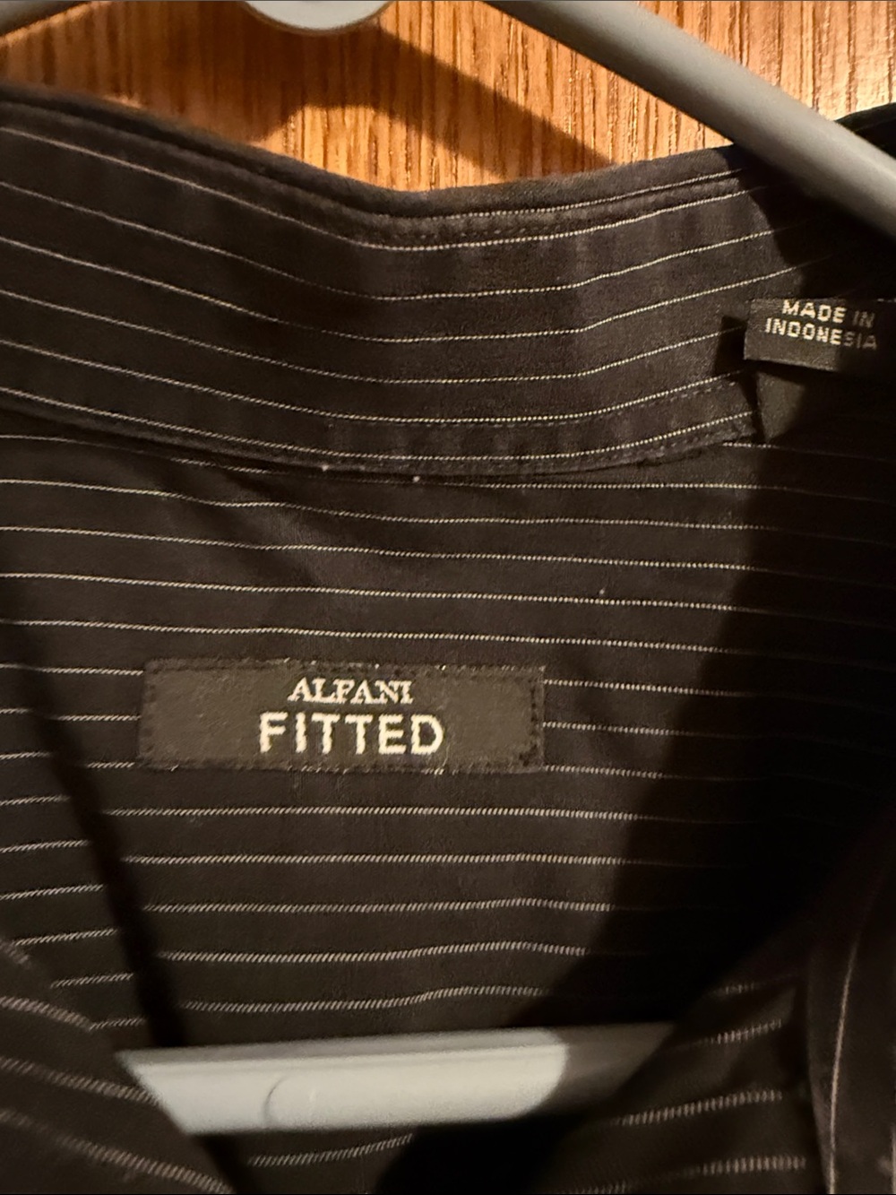 Alfani Black Pinstripe Fitted Dress Shirt XXL